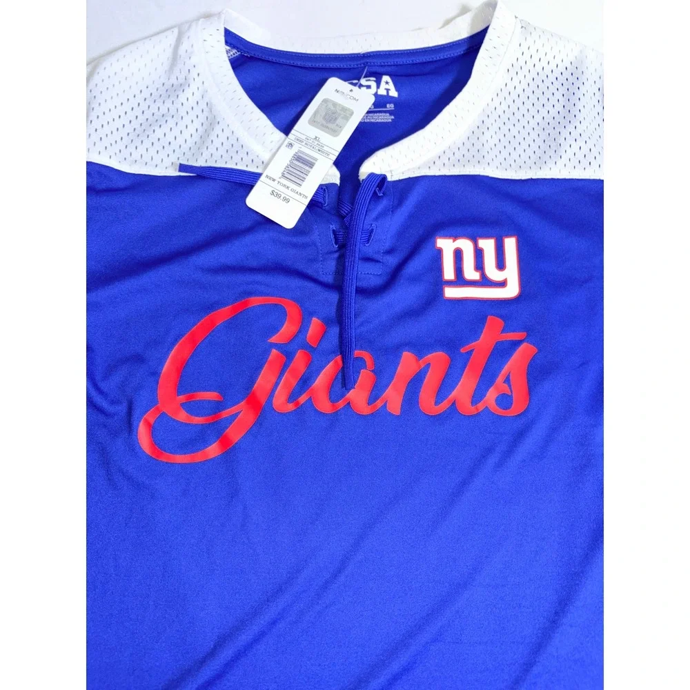 NFL Team Apparel NY Giants Jersey XL Royal Blue New Lace Up Mesh Shirt